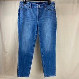Talbots Jeans 8P Flawless Slim Ankle Medium Wash Light Distress 5 pocket Denim
